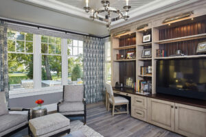 interior view of a residential home library study area