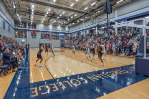 Full stands watching the basketball game at Trinity Christian College Athletic and Recreation Center