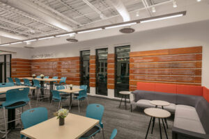 interior view of a conference room and seating area inside the Grand Rapids Christian School admin building