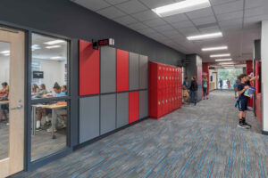 Hallway with lockers at Timothy Christian Middle School