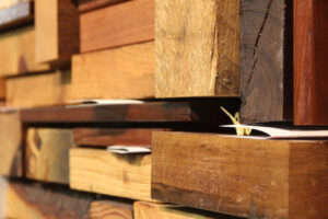 Grand Rapids Christian High School close up of a mixed wood wall and white paper notes folded and put into the cracks