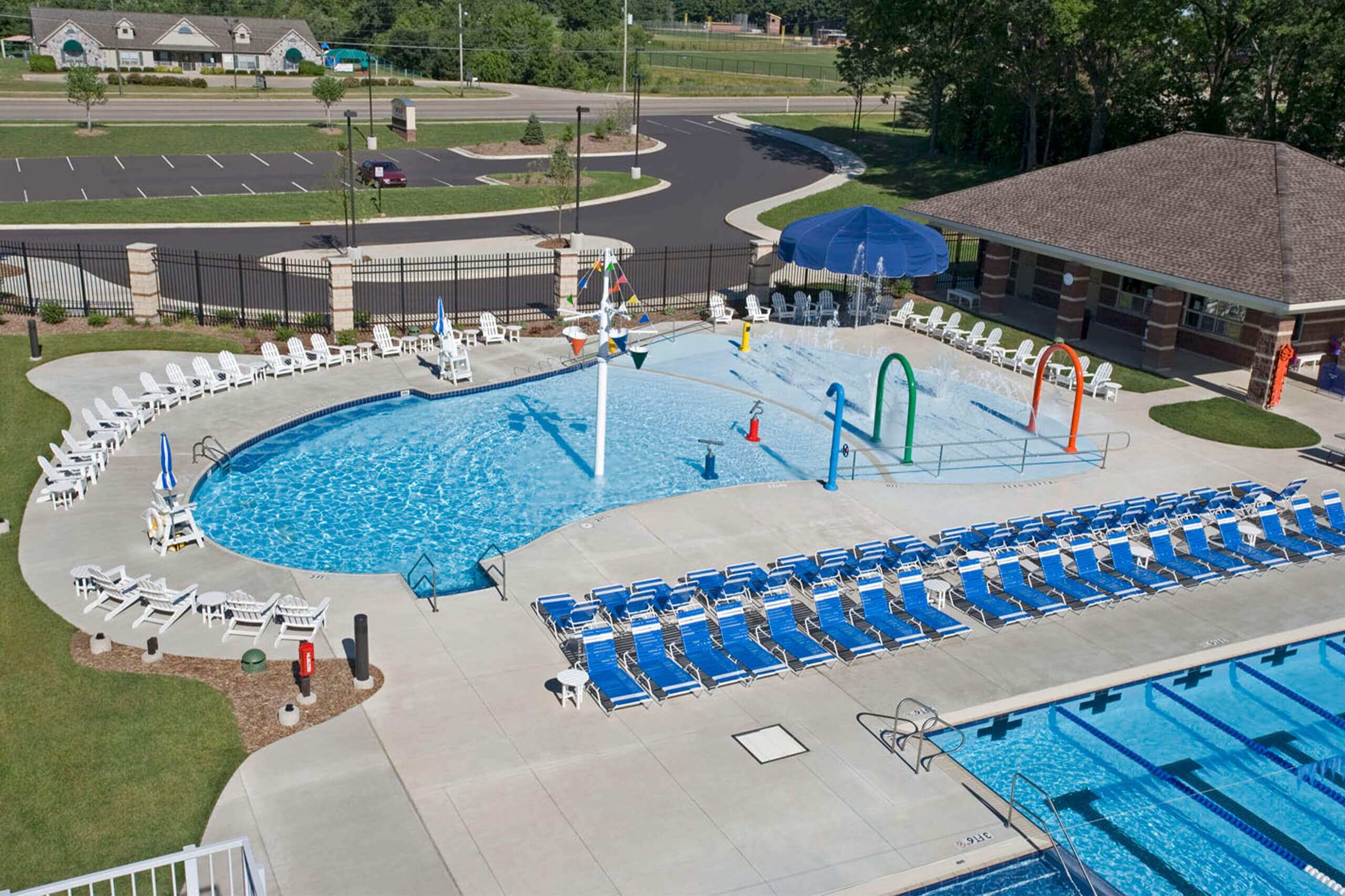 Zero entry pool and lounge chairs at MVP Sportsplex