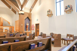 St. John Paul II Catholic Parish interior of sanctuary seating in the nave