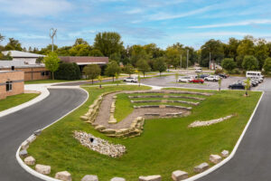 Outdoor amphitheater with seating at Bethany Christian Schools.