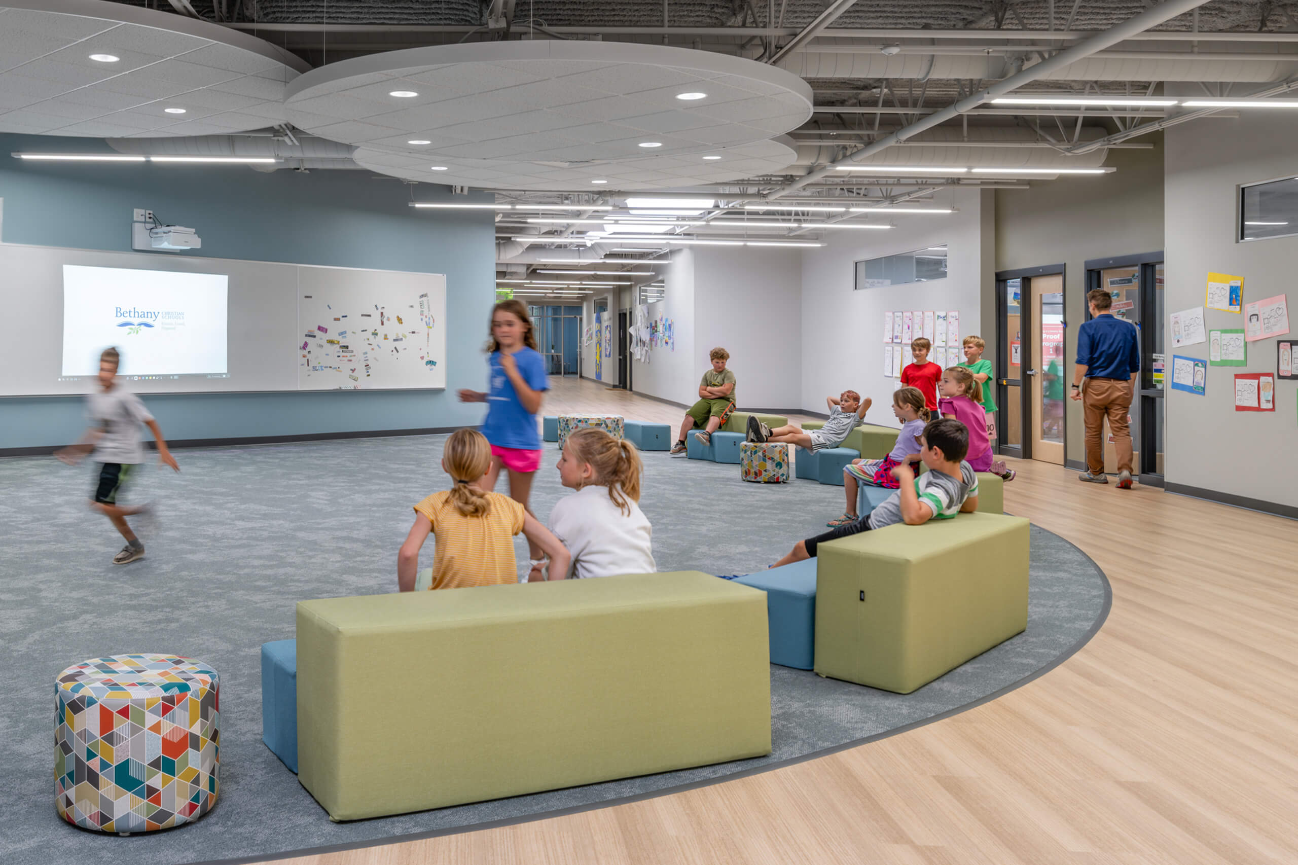 Students in main gathering area Bethany Christian Schools.