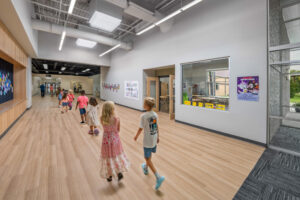 Elementary students walking to upper wing at Bethany Christian Schools.