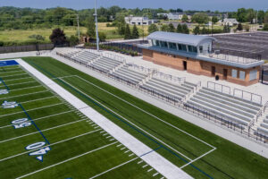 view of northeast corner of Grand Rapids Catholic Central cougar football stadium