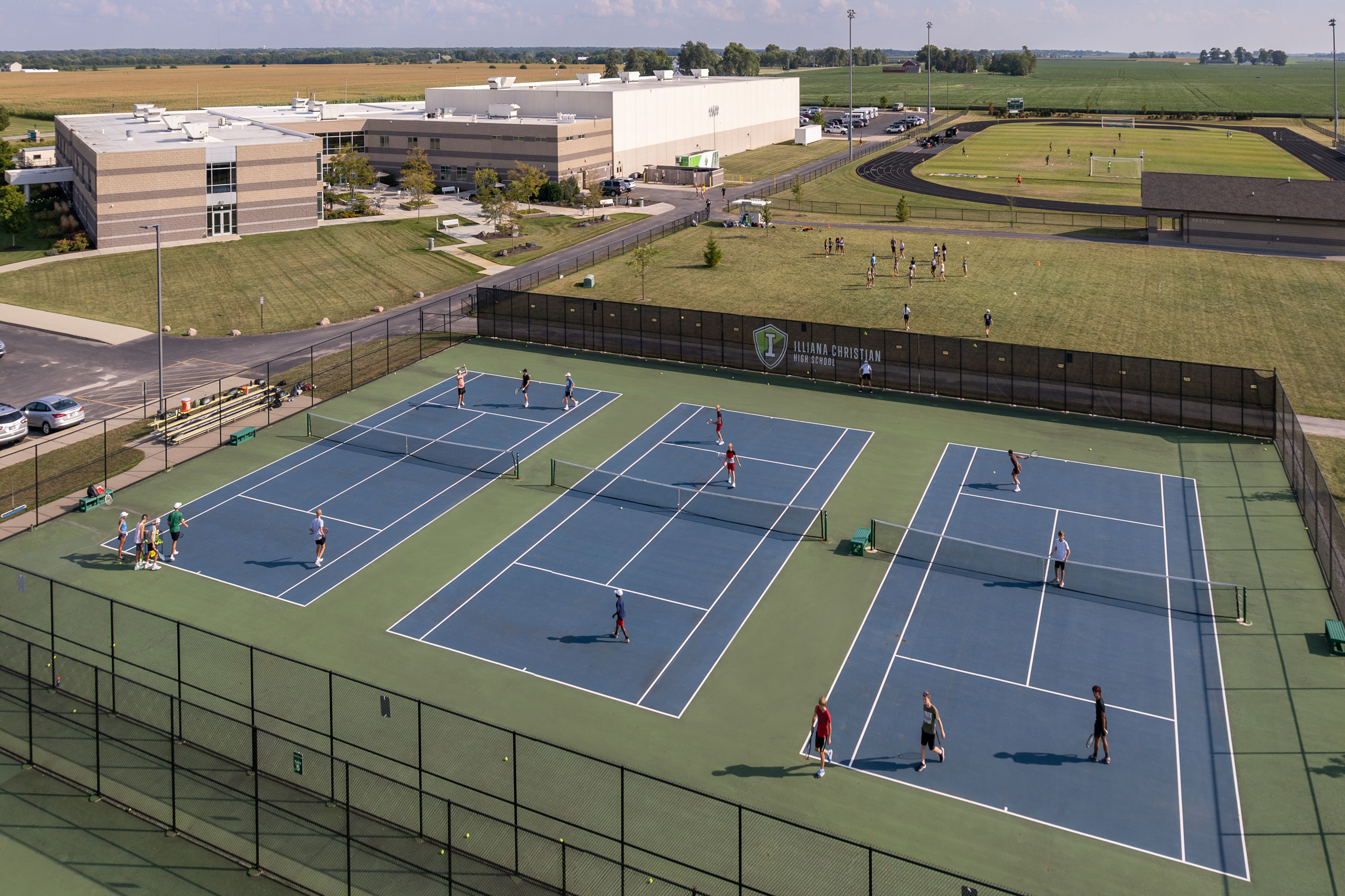 Illiana Christian High School tennis courts aerial view