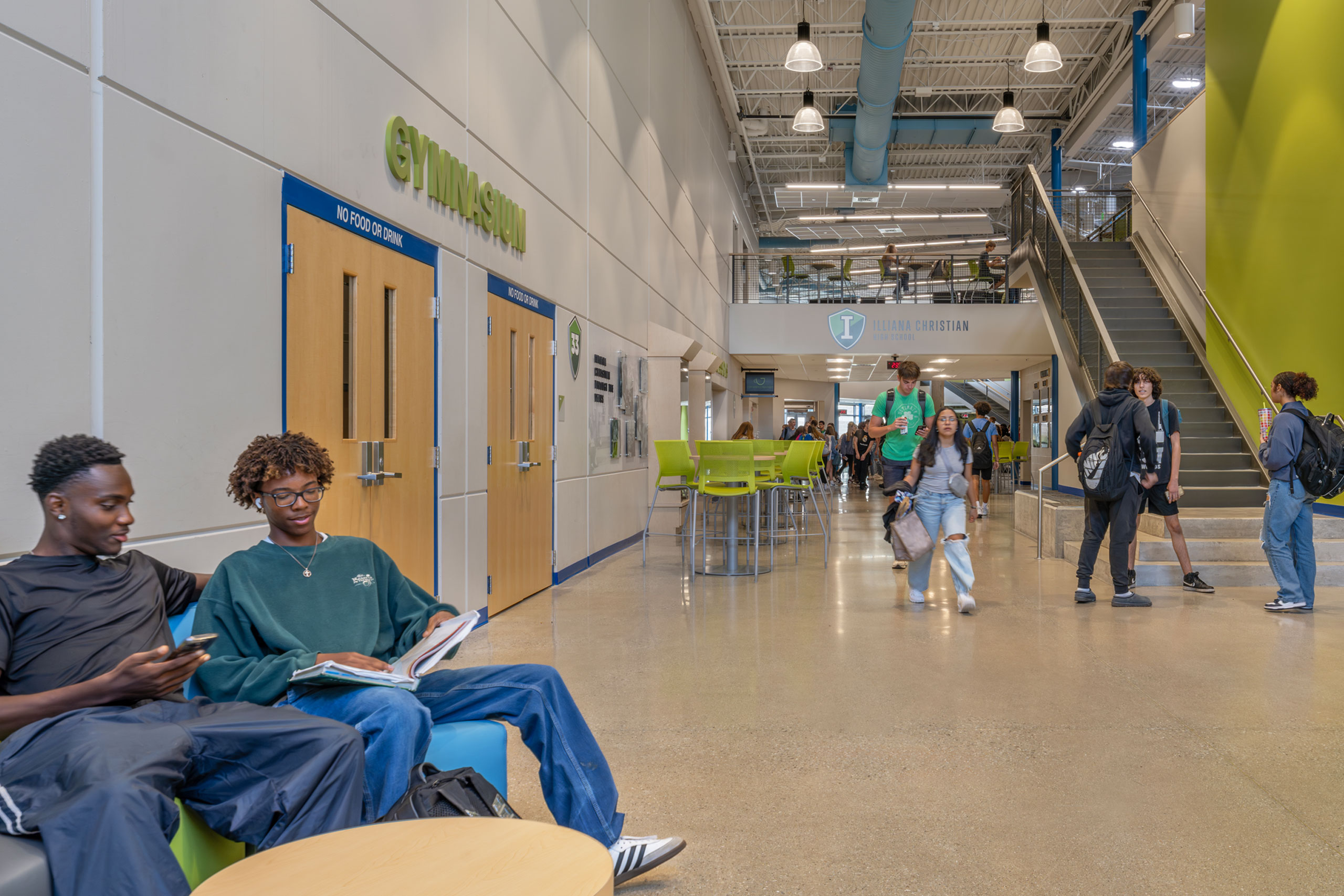 Illiana Christian High School hallway with students