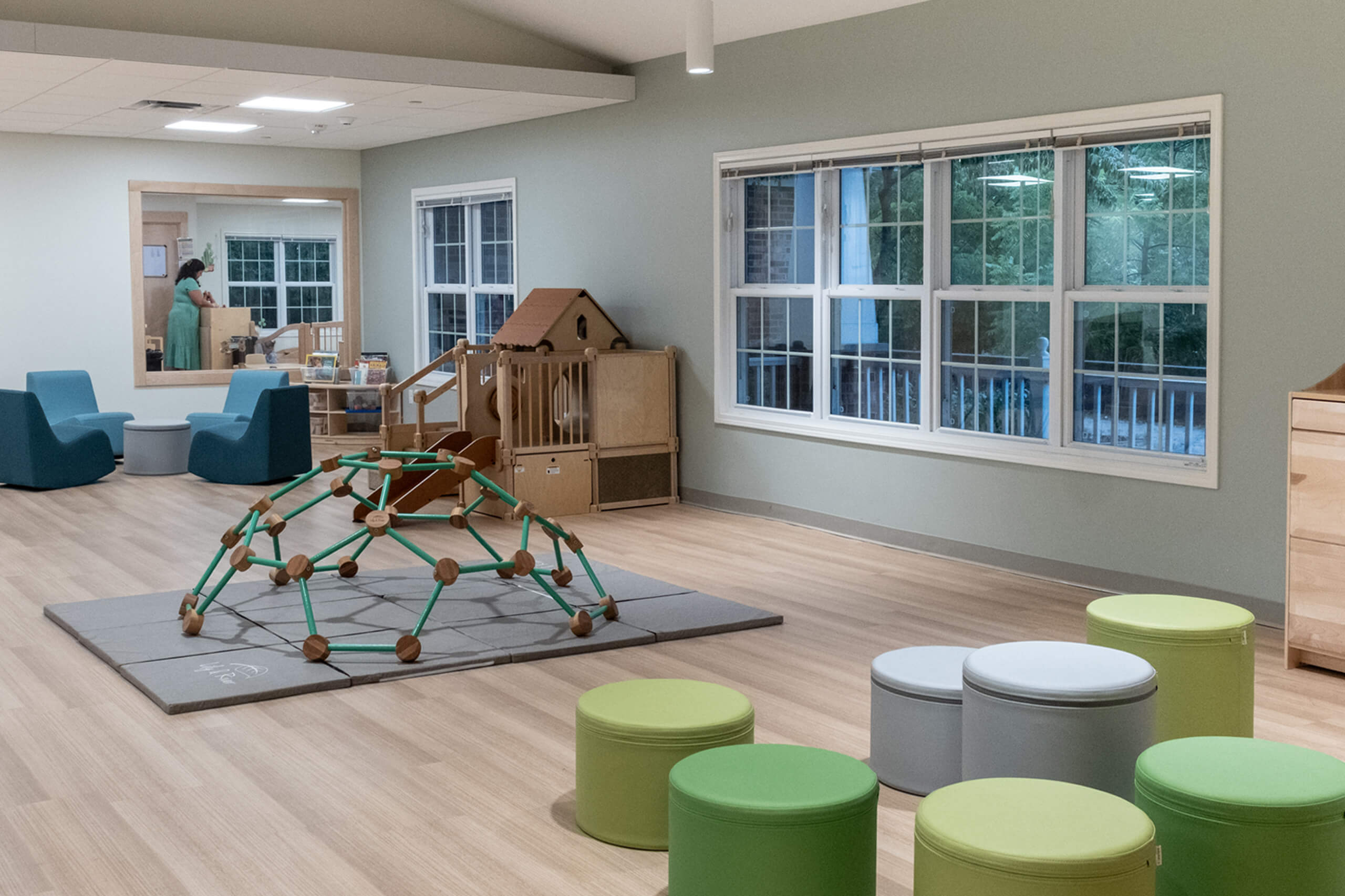 St. Paul the Apostle - Early Childhood Center room view with play equipment