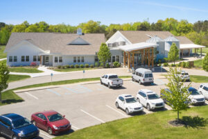 aerial view of the main entrance and expansion entrance at Benjamin's Hope